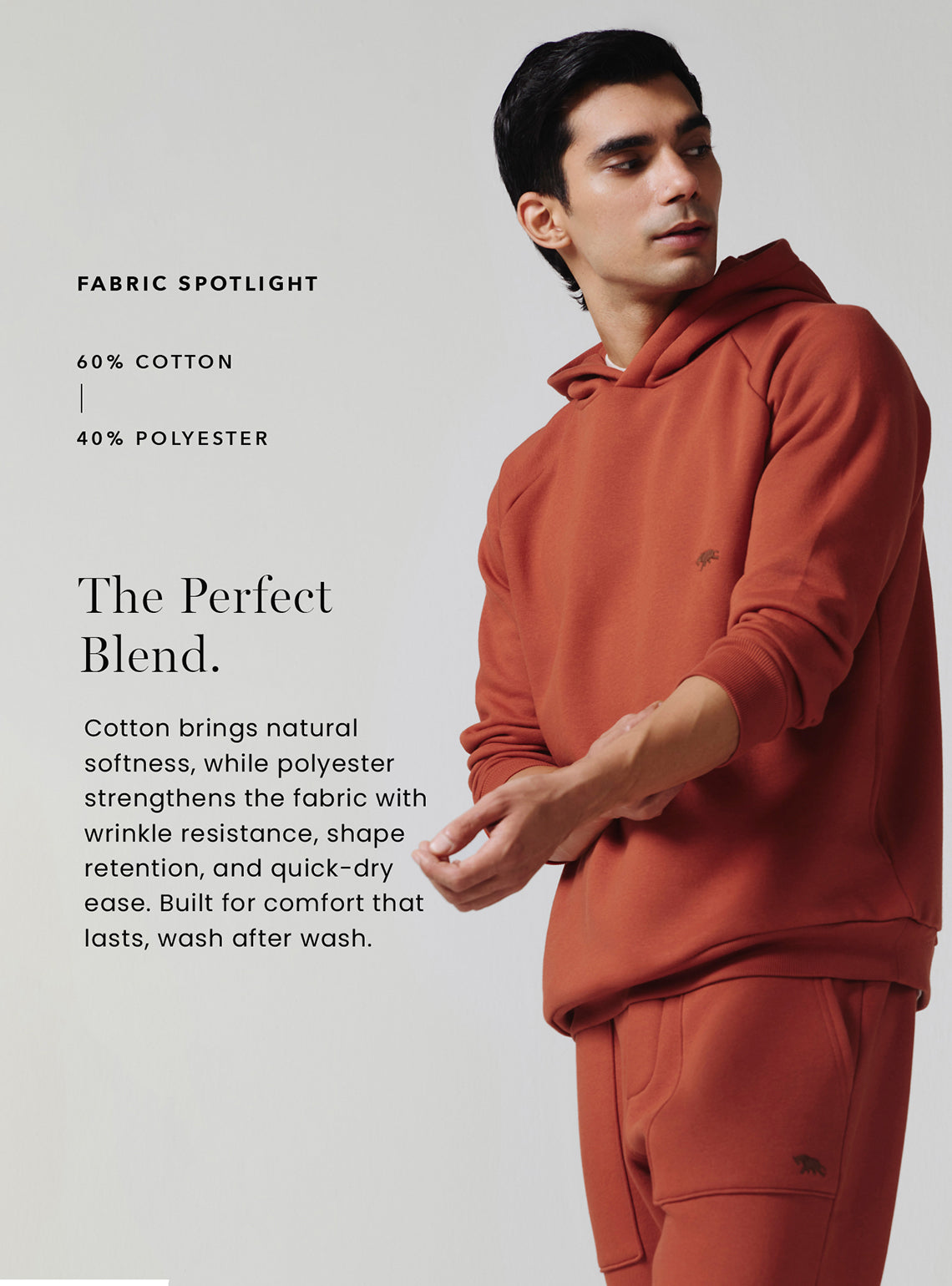 Almond Khaki Cotton Poly Hoodie