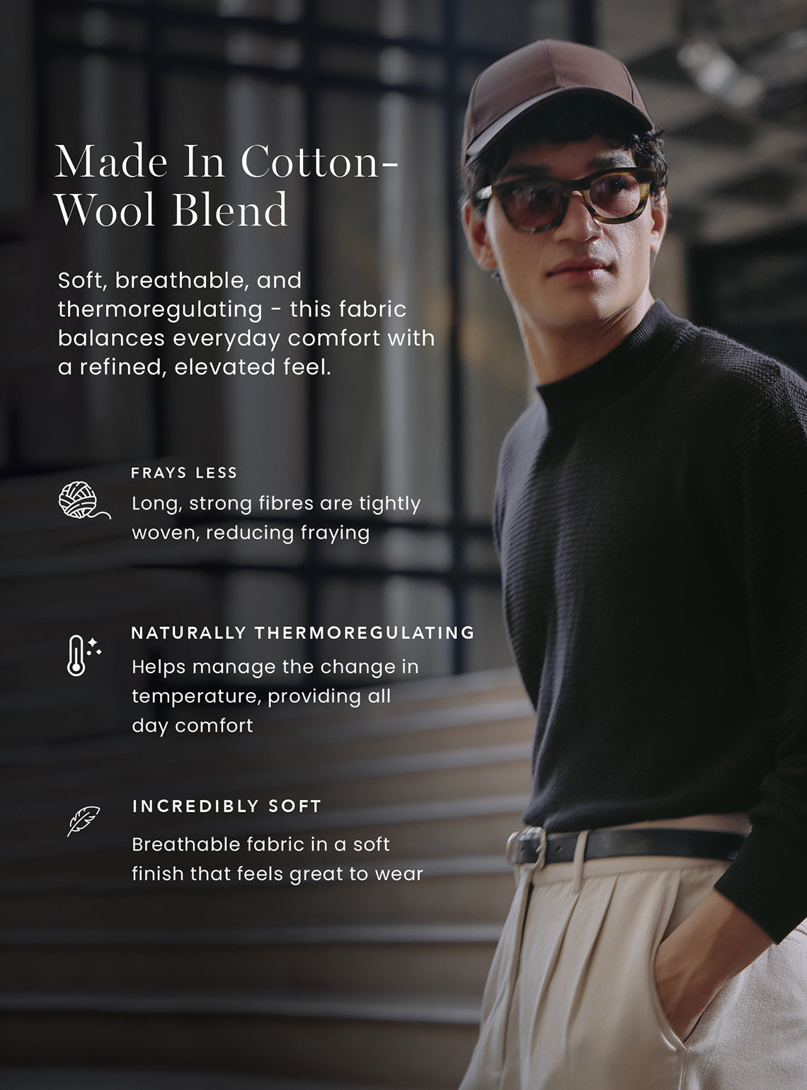 Bison Off-White Cotton Wool Pullover