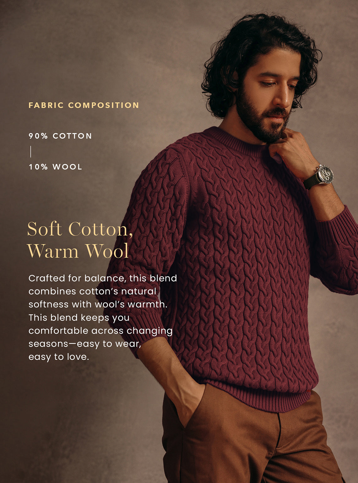Deep Burgundy Cotton Wool Pullover