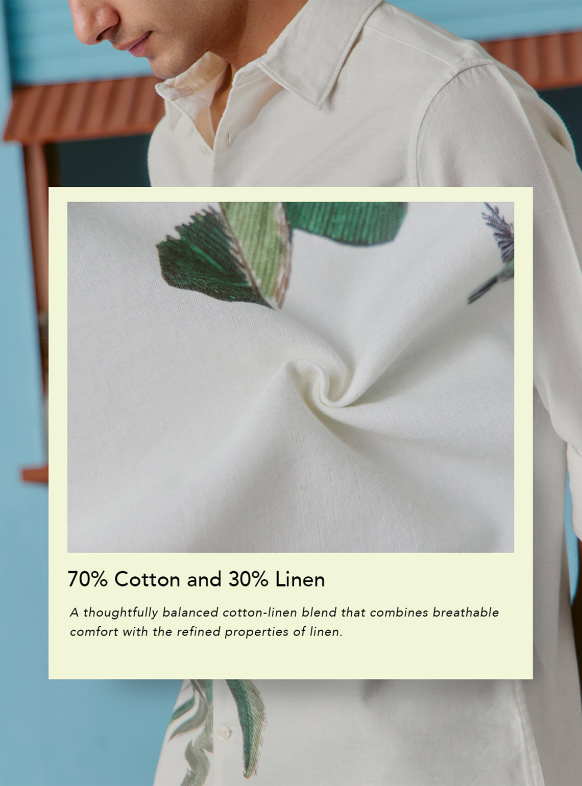 Mojito Green Cotton Linen Print Shirt