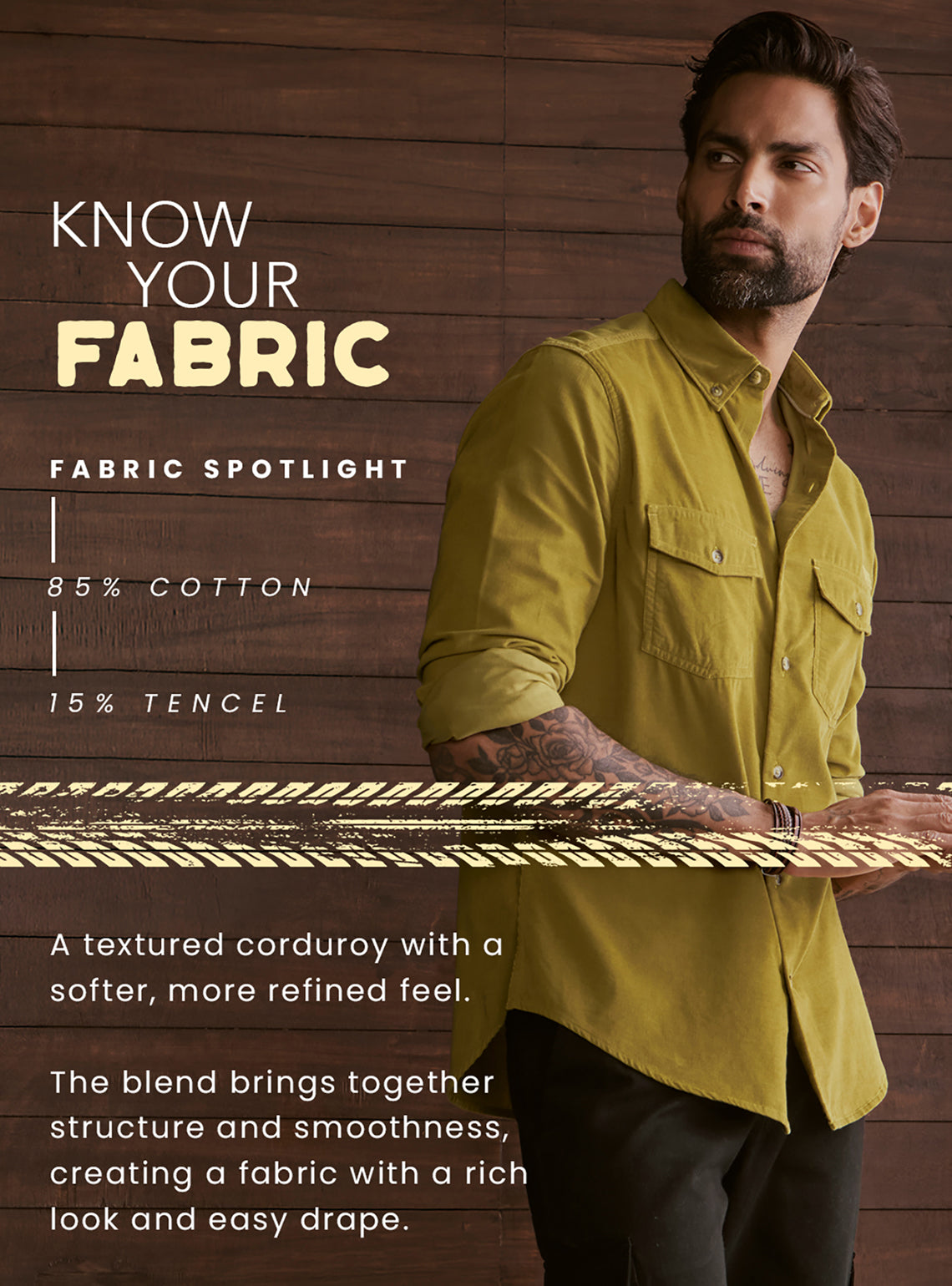 Forest Olive Cotton Tencel Cordruoy Shirt