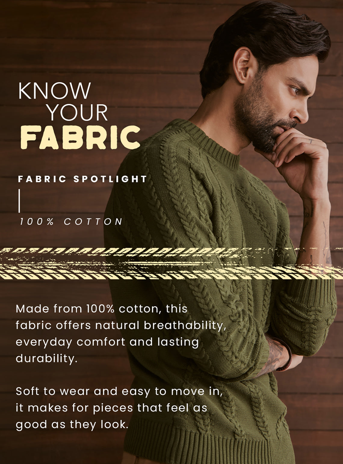 Canopy Olive Cable Cotton Wool Pullover