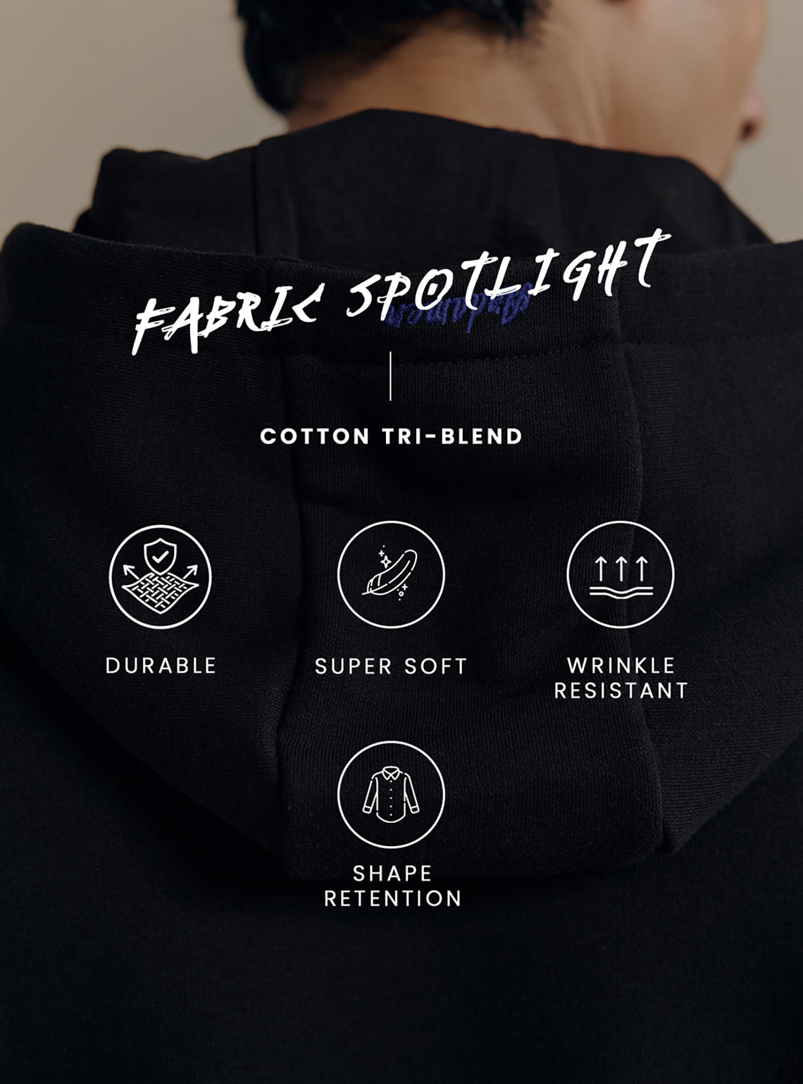 Coal Black Cotton Triblend Hoodie