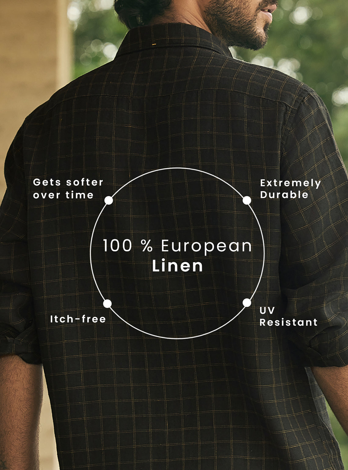 Onyx Gold European Linen Check Shirt