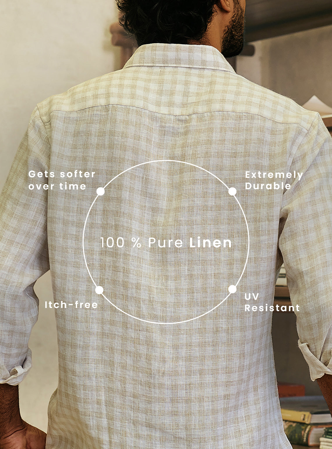 Sandstone Khaki European Linen Check Shirt