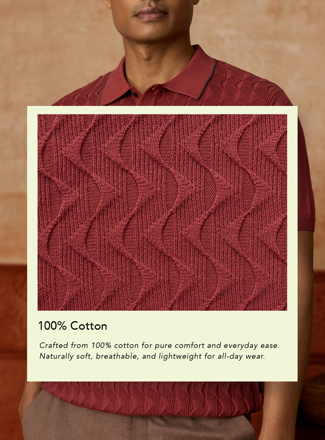 Merlot Burgundy Cotton Textured Polo