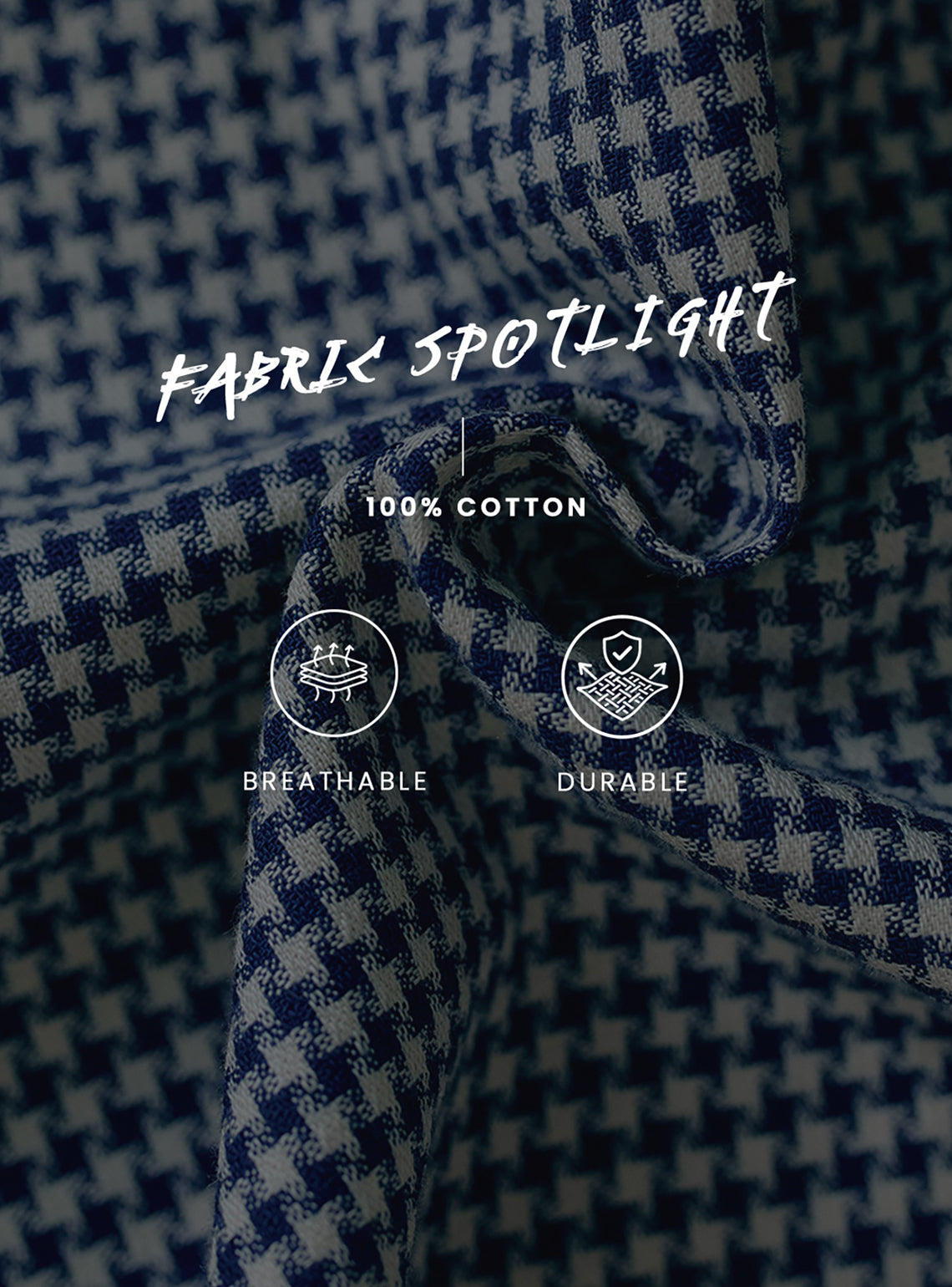Deep Blue Houndstooth Dobby Cotton Shirt