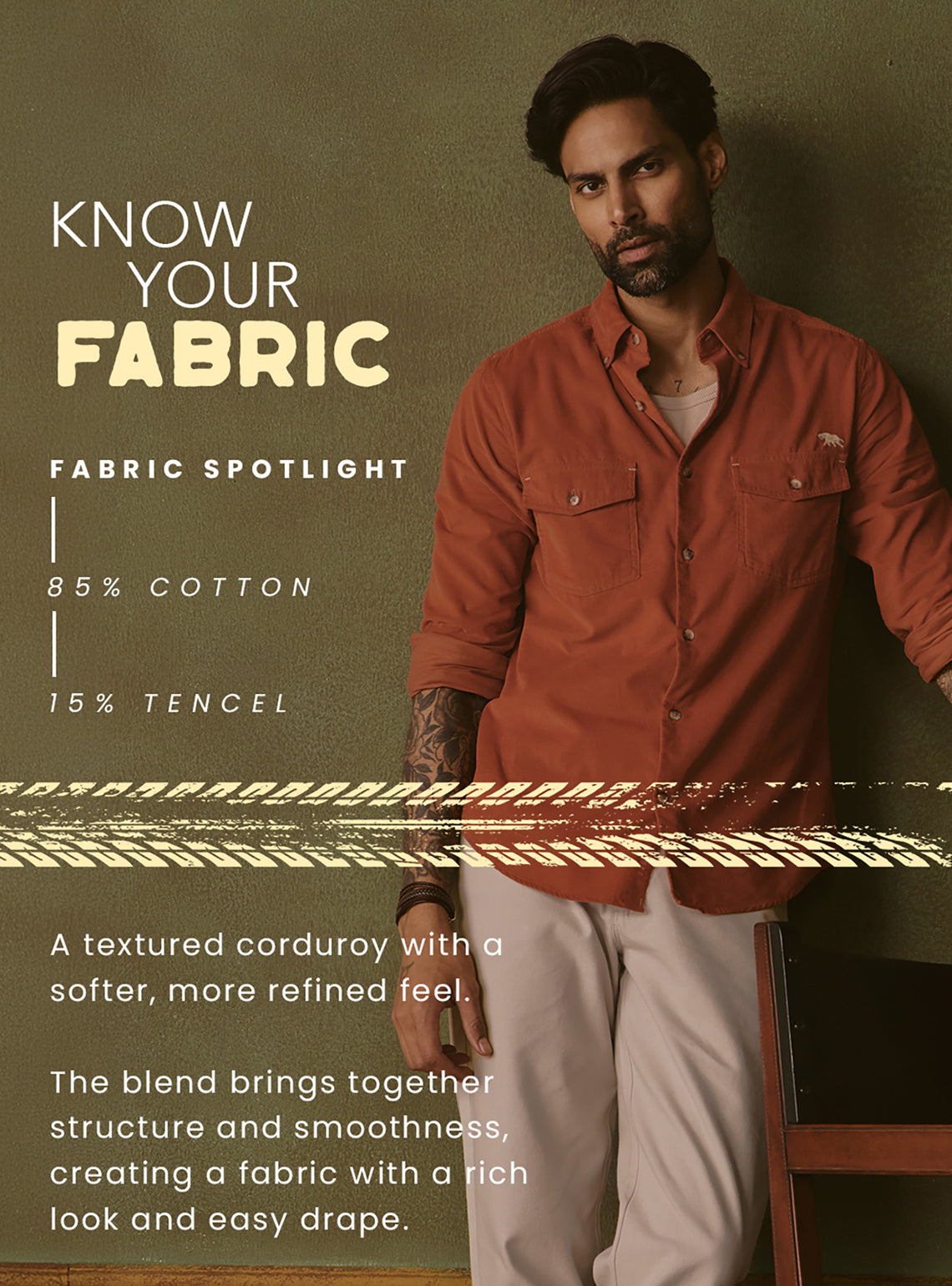 Ember Rust Cotton Tencel Cordruoy Shirt