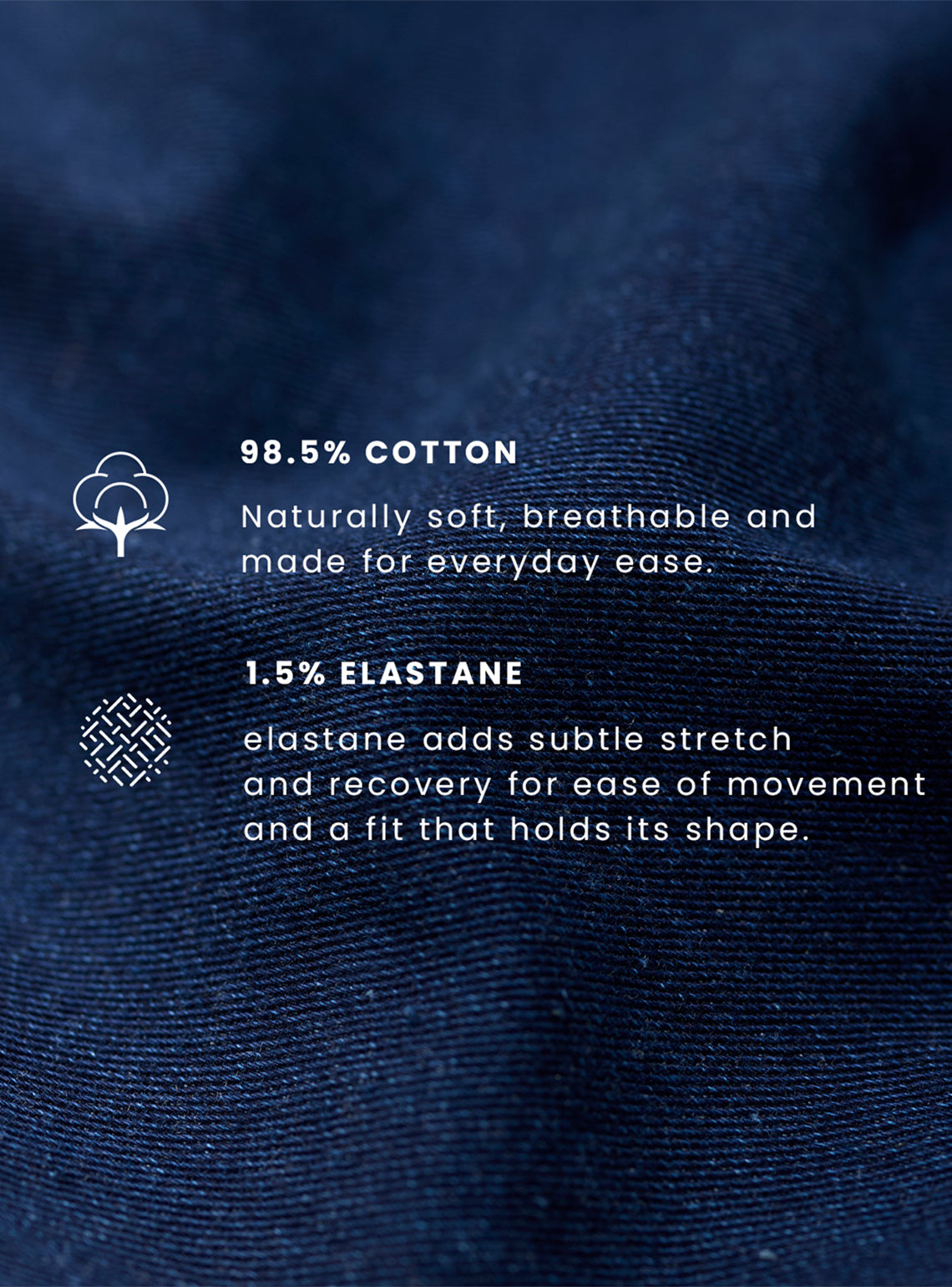 Rich Navy Cotton Blend Denim Jeans
