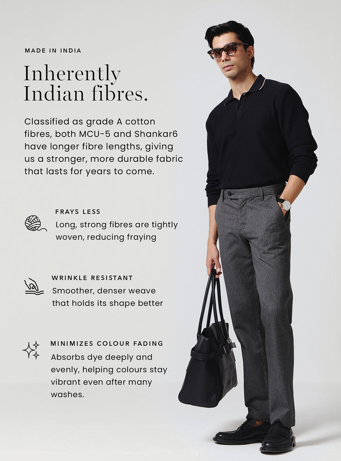 Dark Brown Cotton Melange Trousers