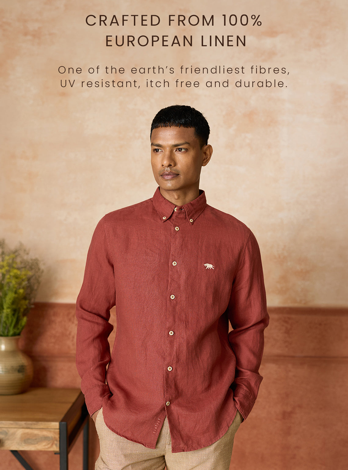 Coral Rust European Linen Shirt
