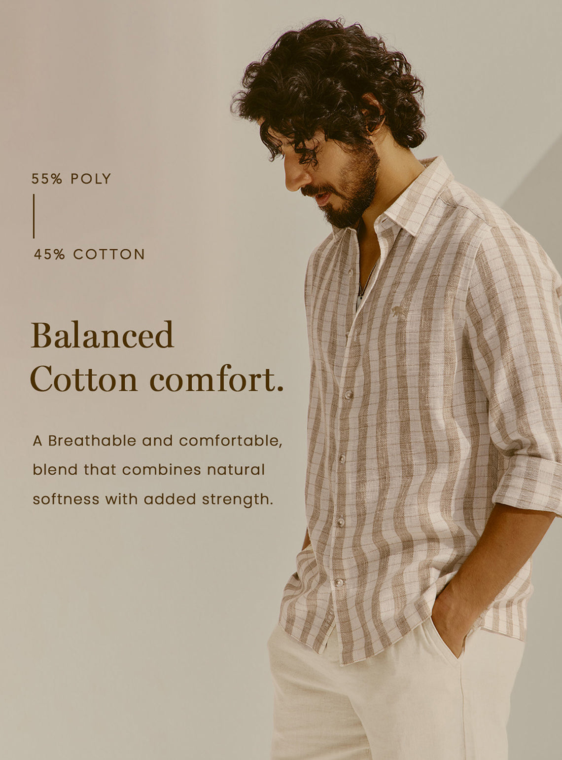 Palermo Khaki Cotton Blend Shirt