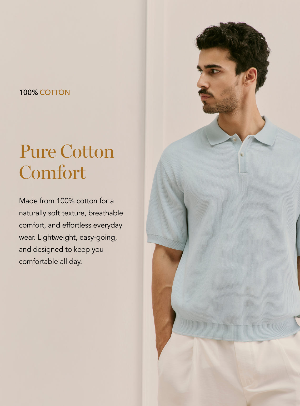 Tidal Bluue Cotton Structured Knit Polo