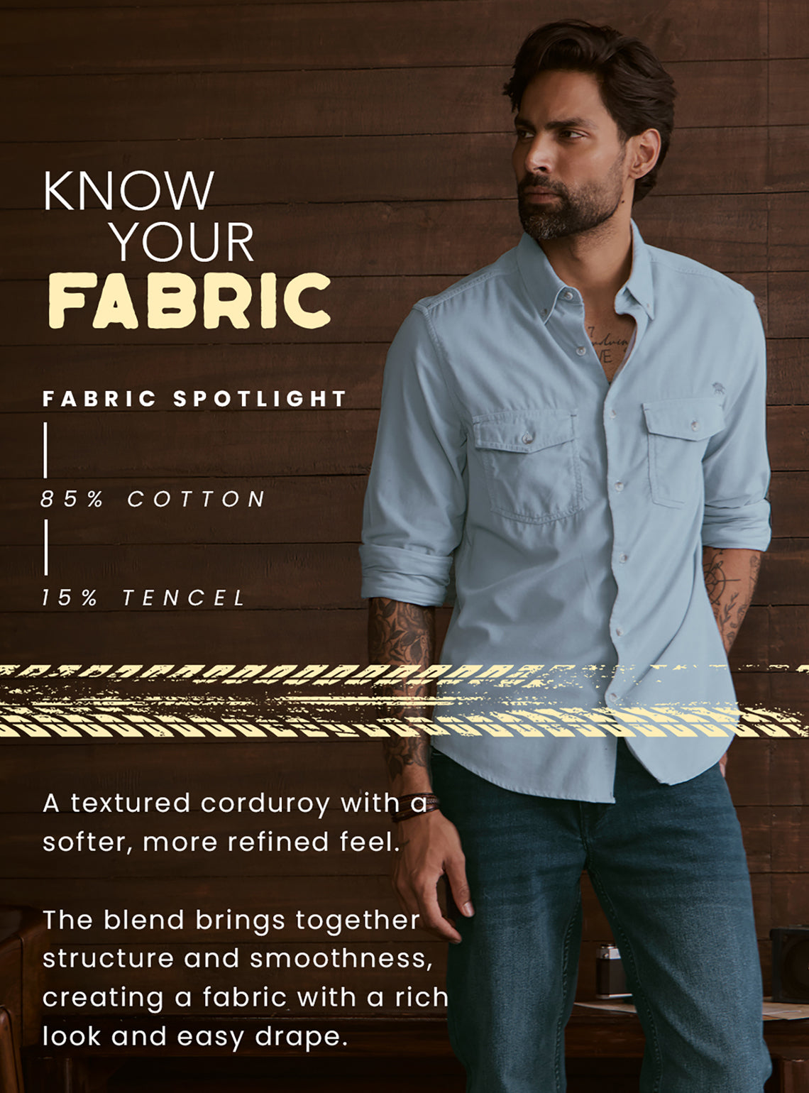 Glacier Blue Cotton Tencel Cordruoy Shirt