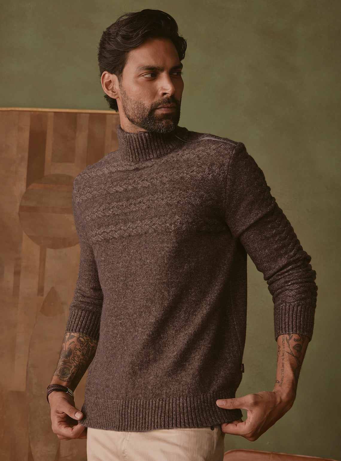 Chestnut Brown Textured Pullover