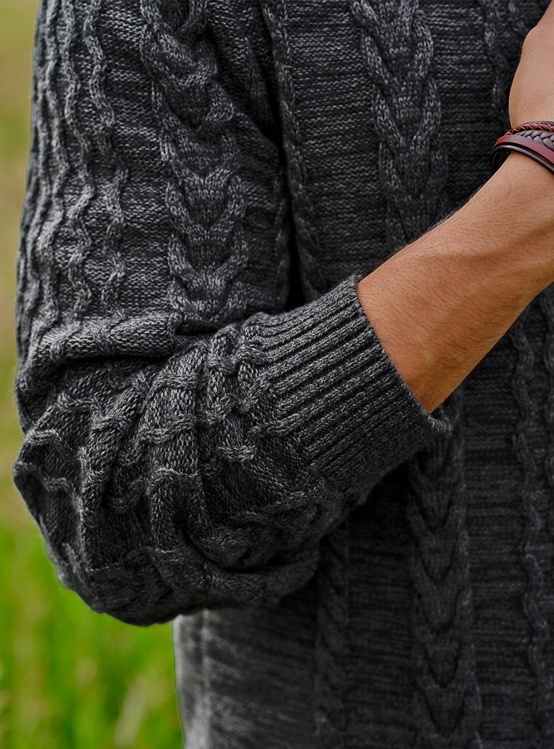 Shadow Black Cotton Melange Pullover
