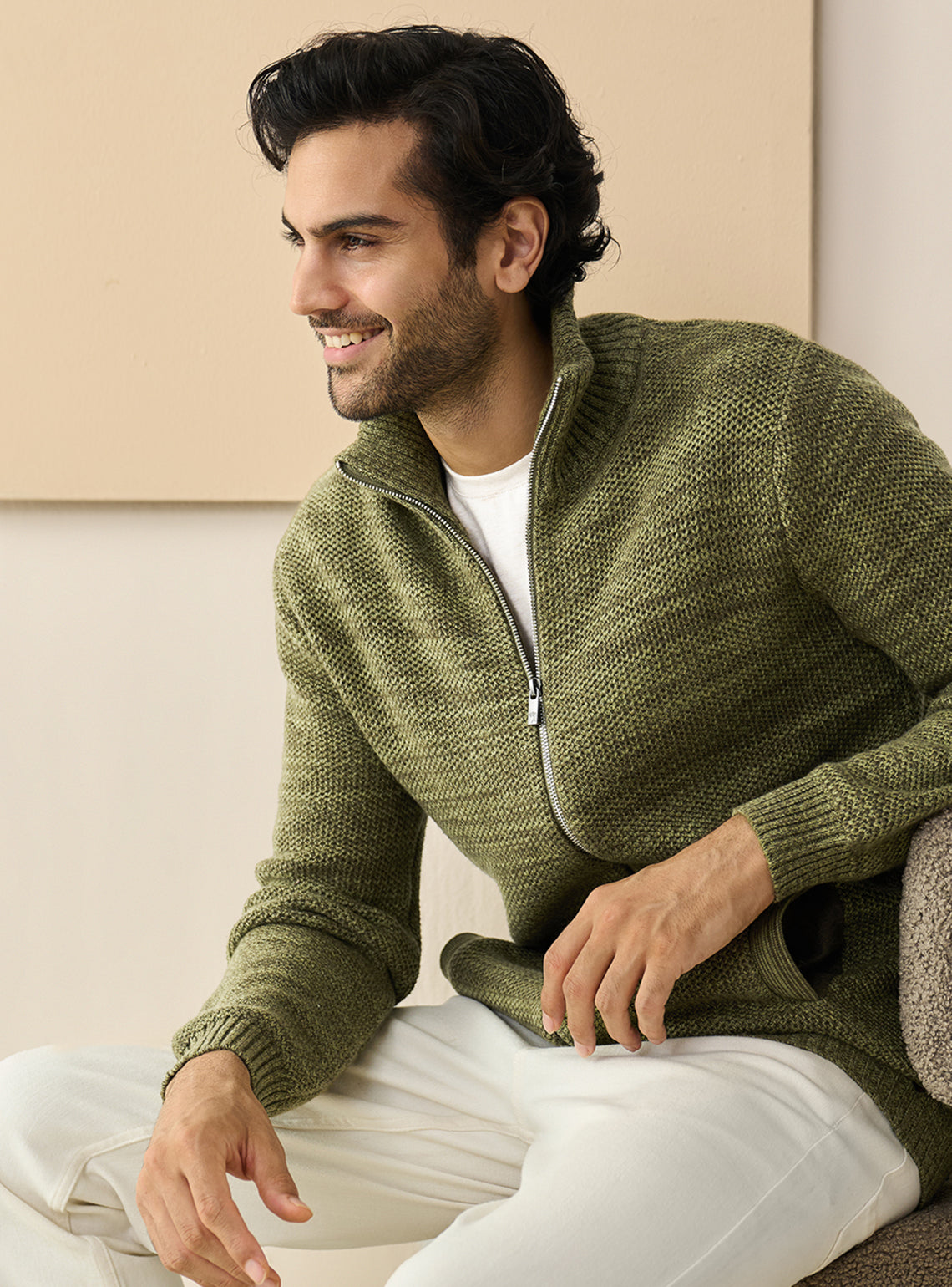 Forest Olive Cotton Melange Jacket