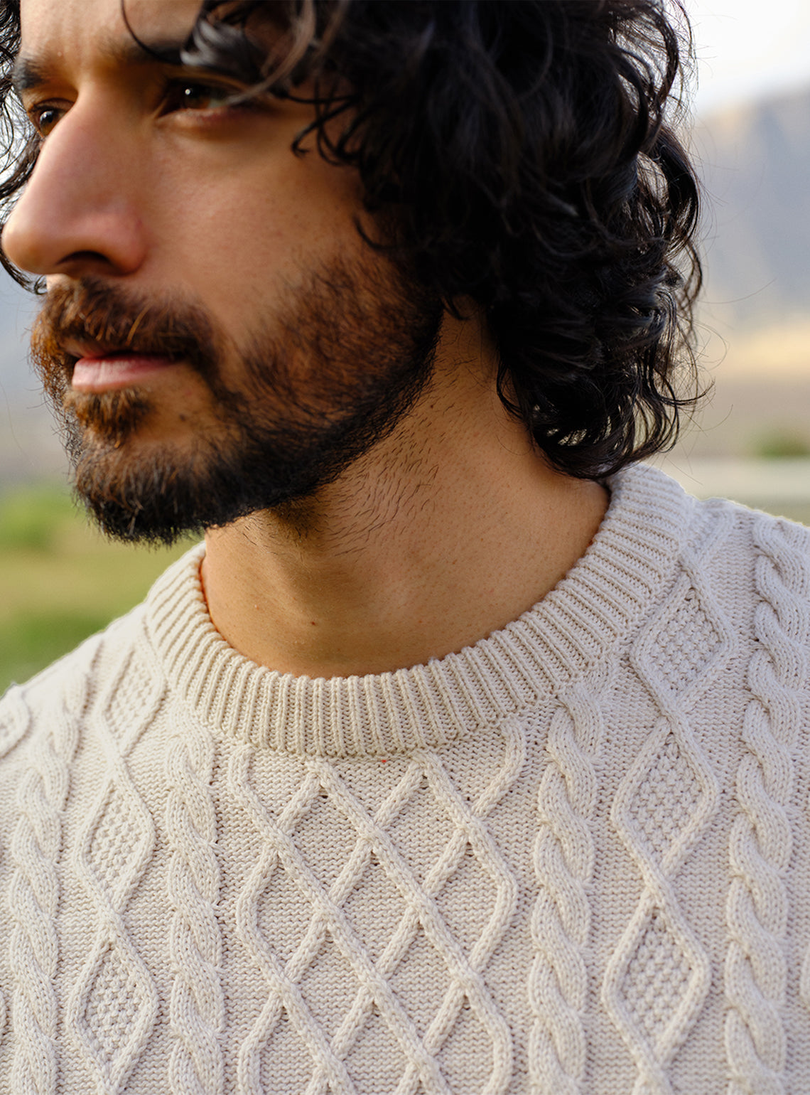 Snowy Off-White Cotton Melange Pullover