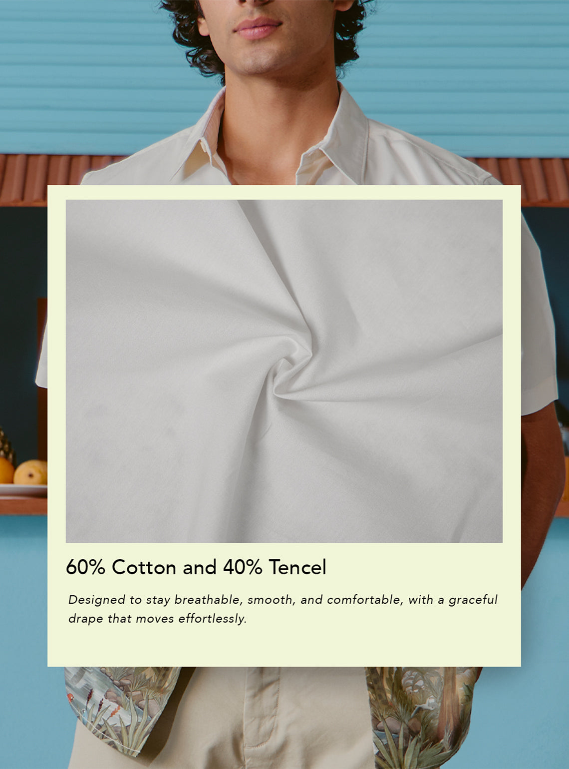 Paloma Off-White Cotton Tencel Print Shirt