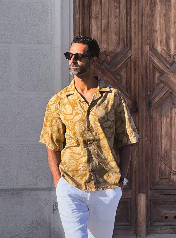 Monstera Inc Brown Cotton Blend Print Shirt