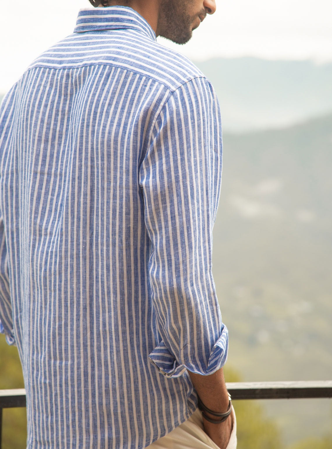 Azure Stripe Linen - Full Shirt