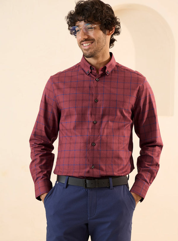 Brick Red Grid Shirt