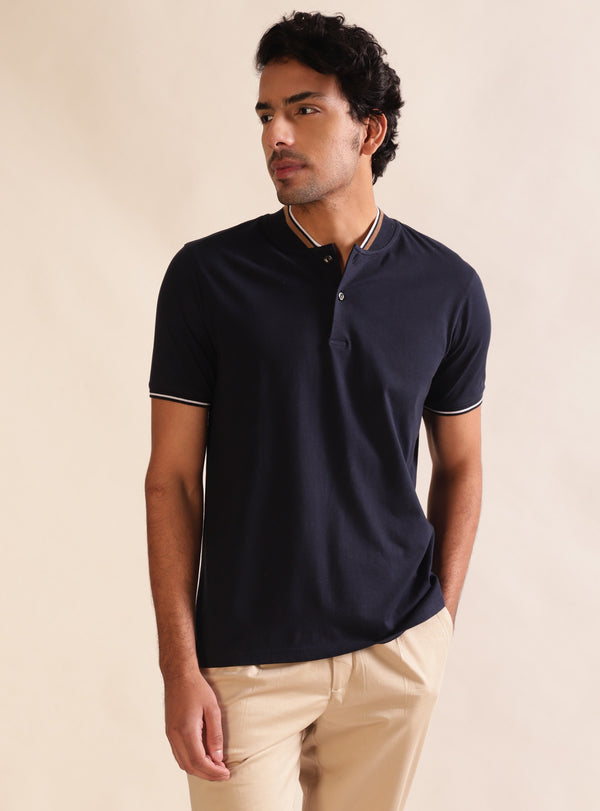 Navy Shirt Baseball Collar