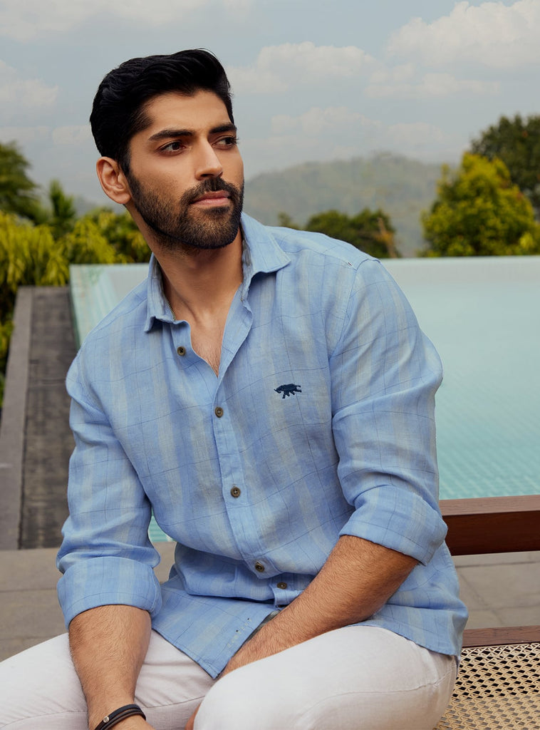 The Andamane Blue Cotton Dress Shirt