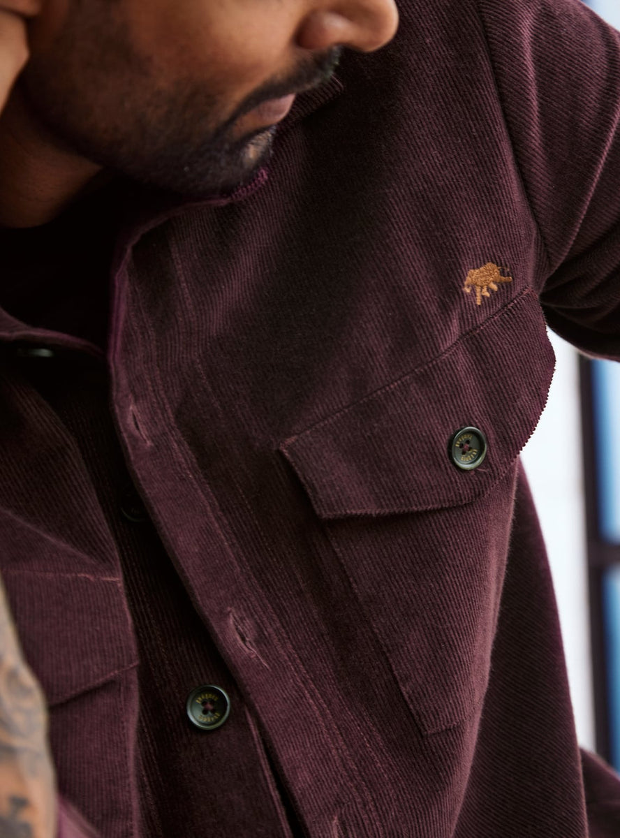 Burgundy Check Long Sleeve Overshirt