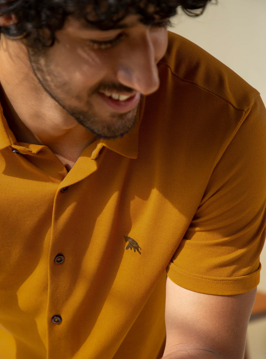 Buy Sunshine Knit Shirt Casual Gold Solid Shirt for Men Online Andamen