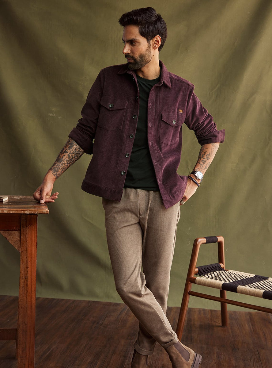 Burgundy Wool Overshirt