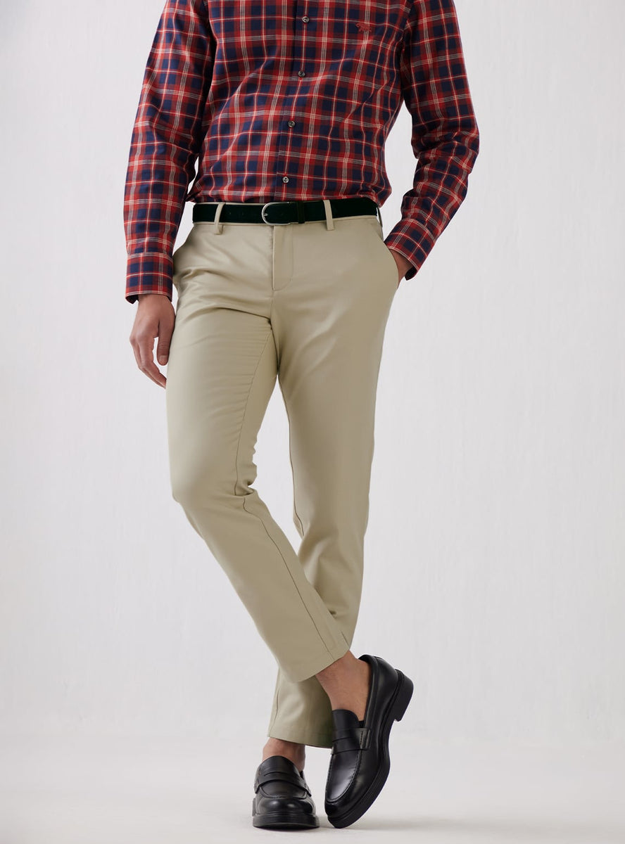Buy Kangaroo Chino Semi casual Khaki Dobby Chinos for Men Online Andamen
