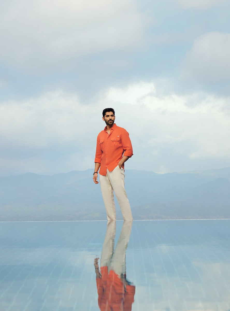 Buy Vivid Saffron Shirt Casual Orange Solids Shirts for Men Online