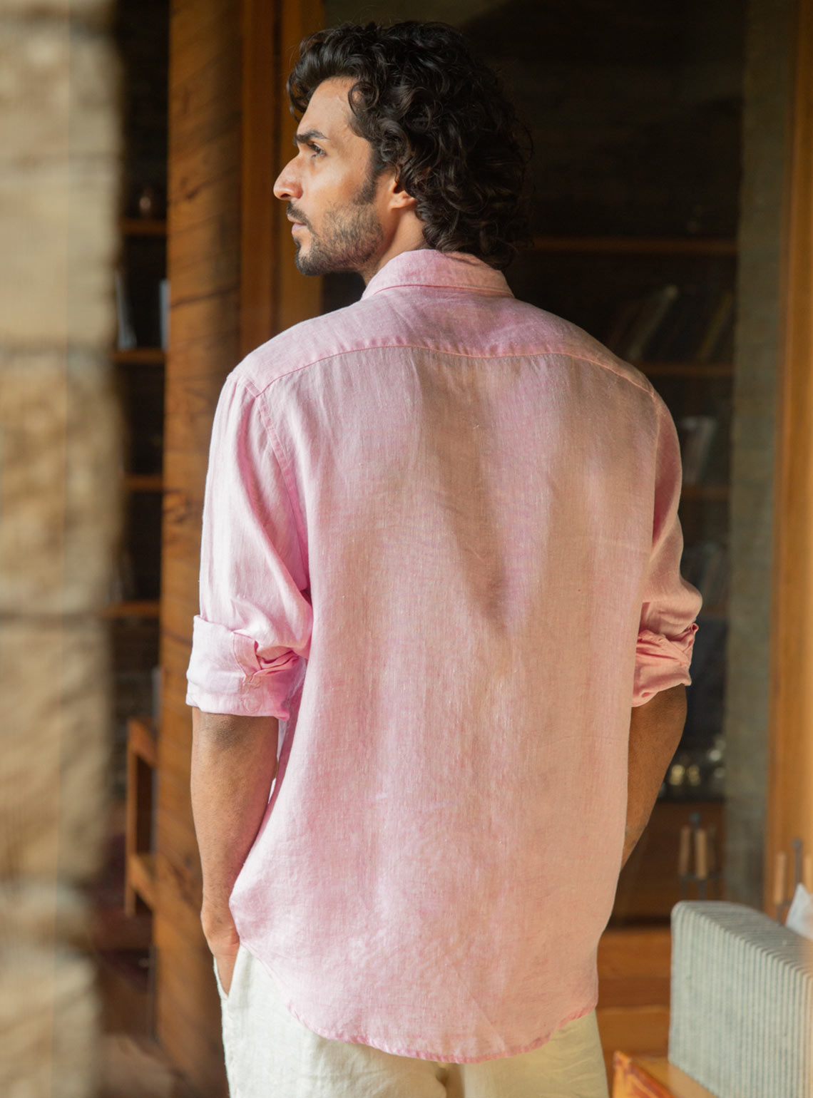 Coral Chambray Linen Shirt