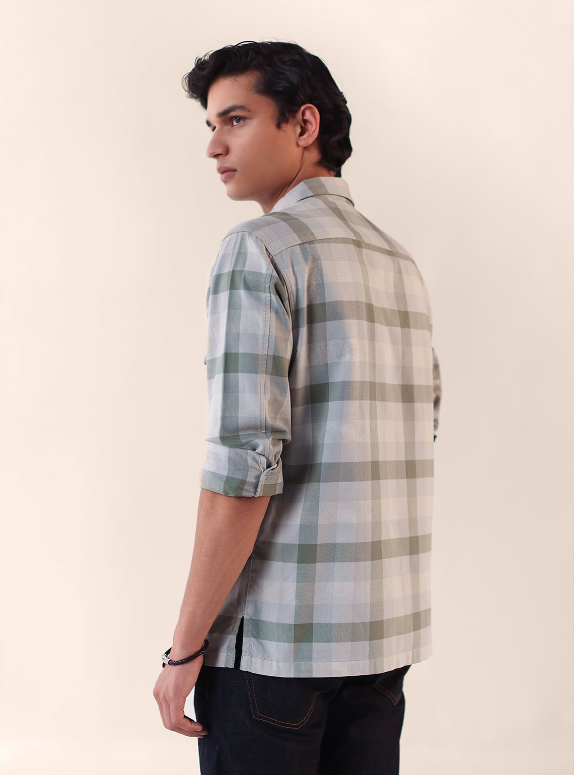 Bone Grey Grid Shirt