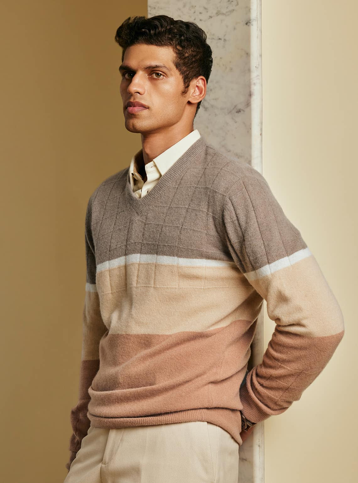 Taupe Cashmere Blend Pullover