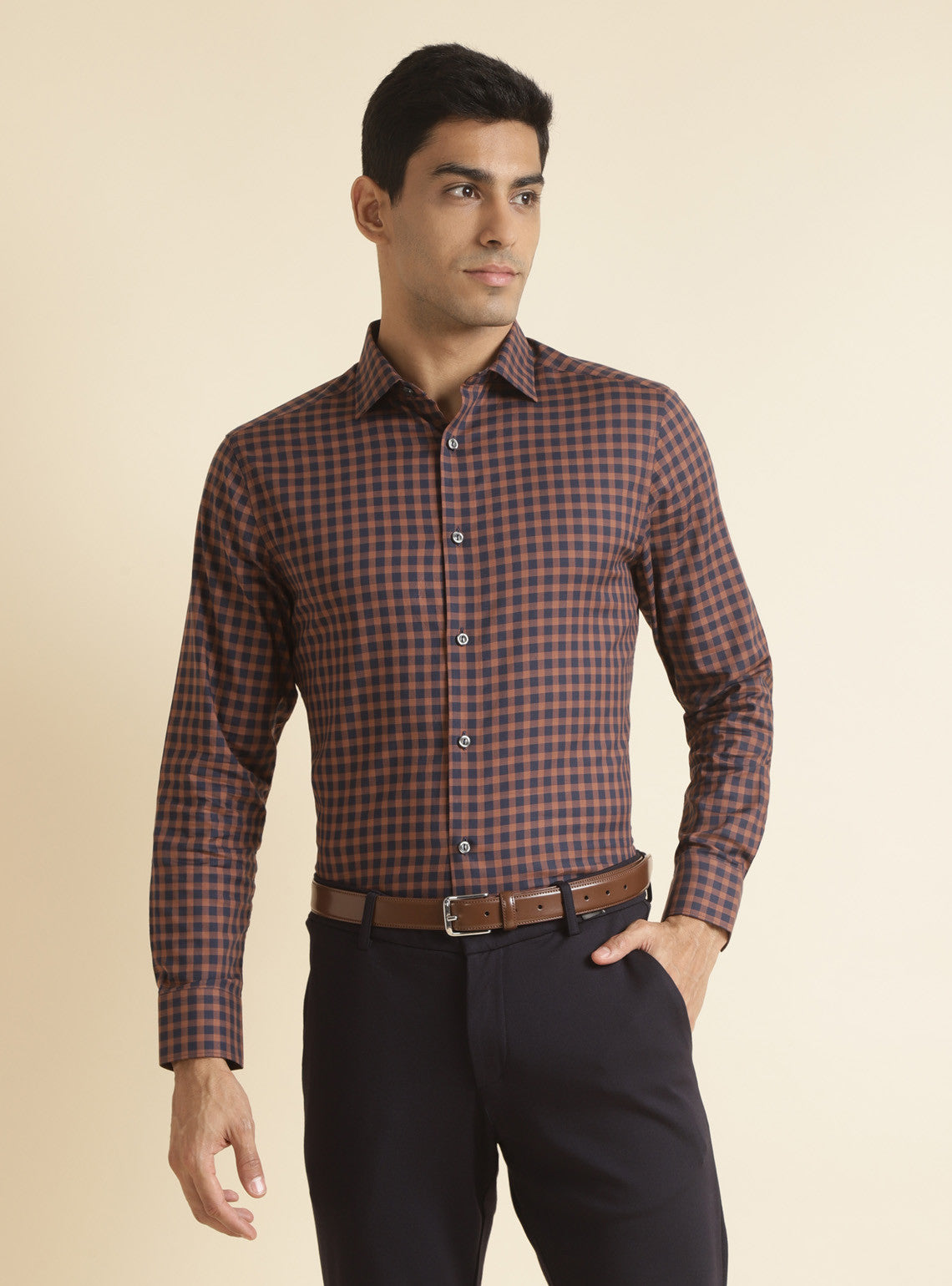 Navy Fire Check Shirt