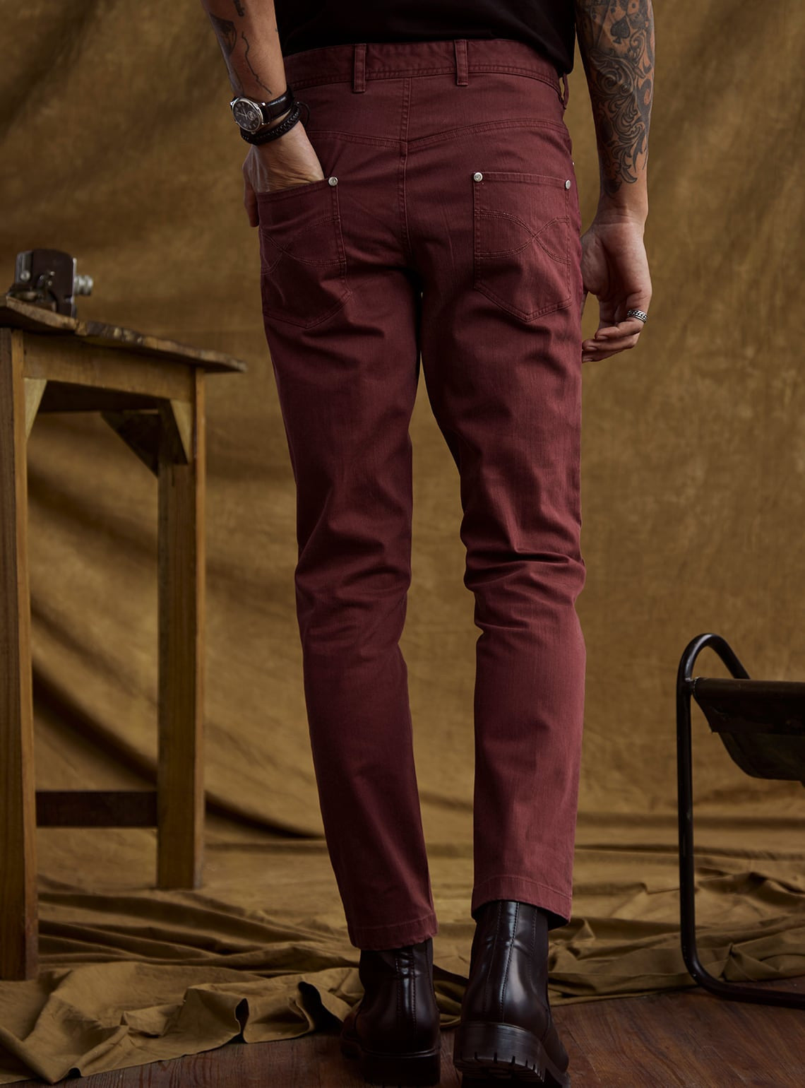 Burgundy Wine Denim Chino
