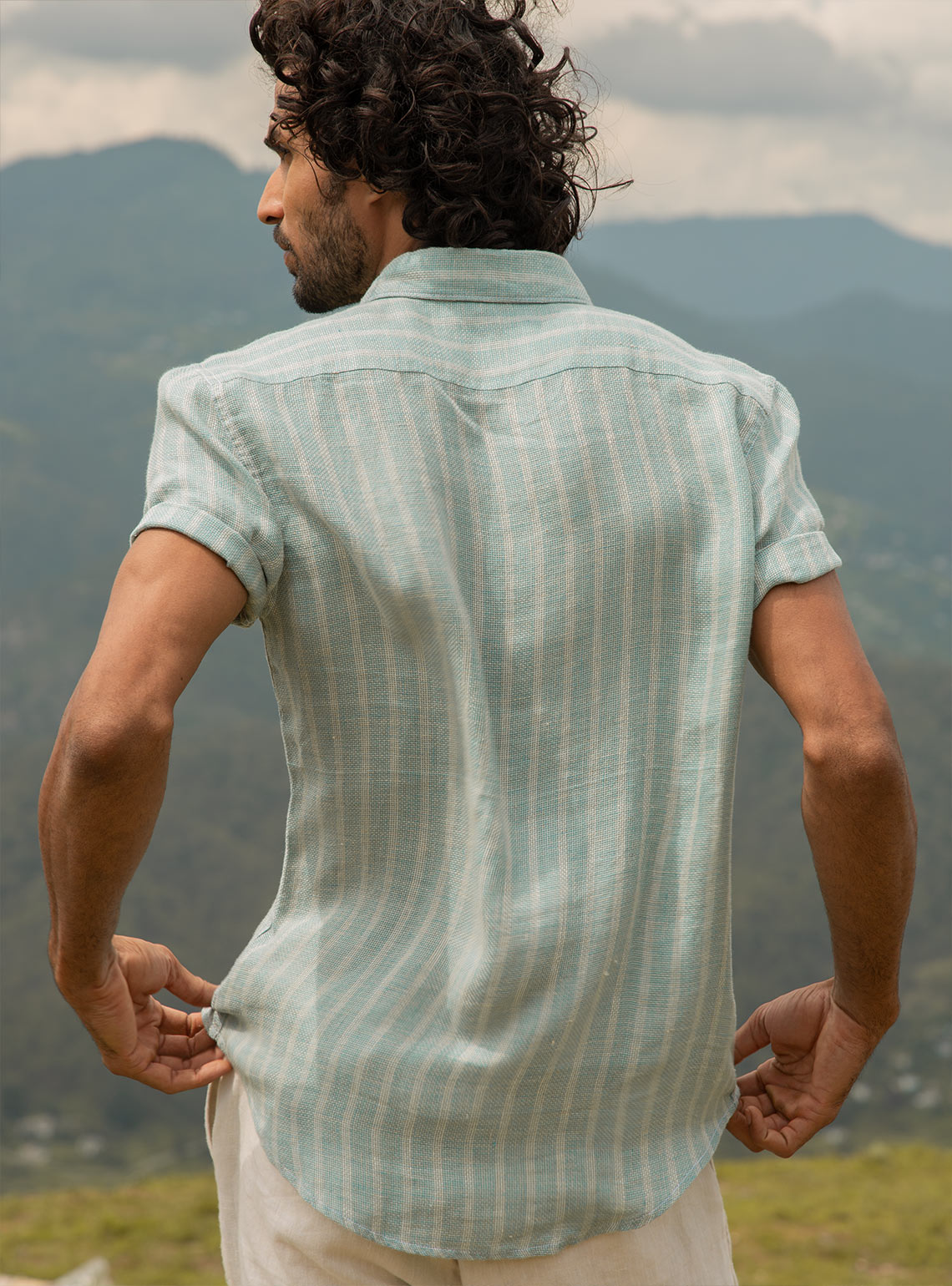 Oasis Stripe Linen - Half Shirt