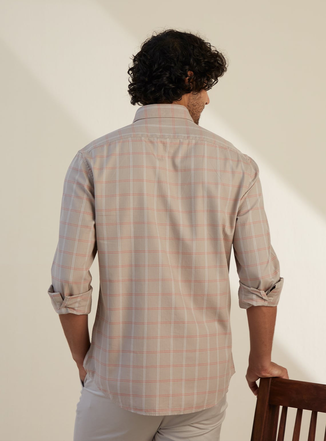 Almond Coral Grid Shirt