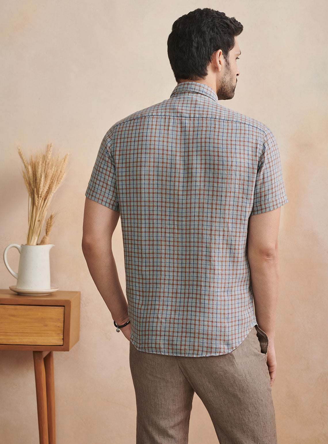 Ash Check Half- Shirt