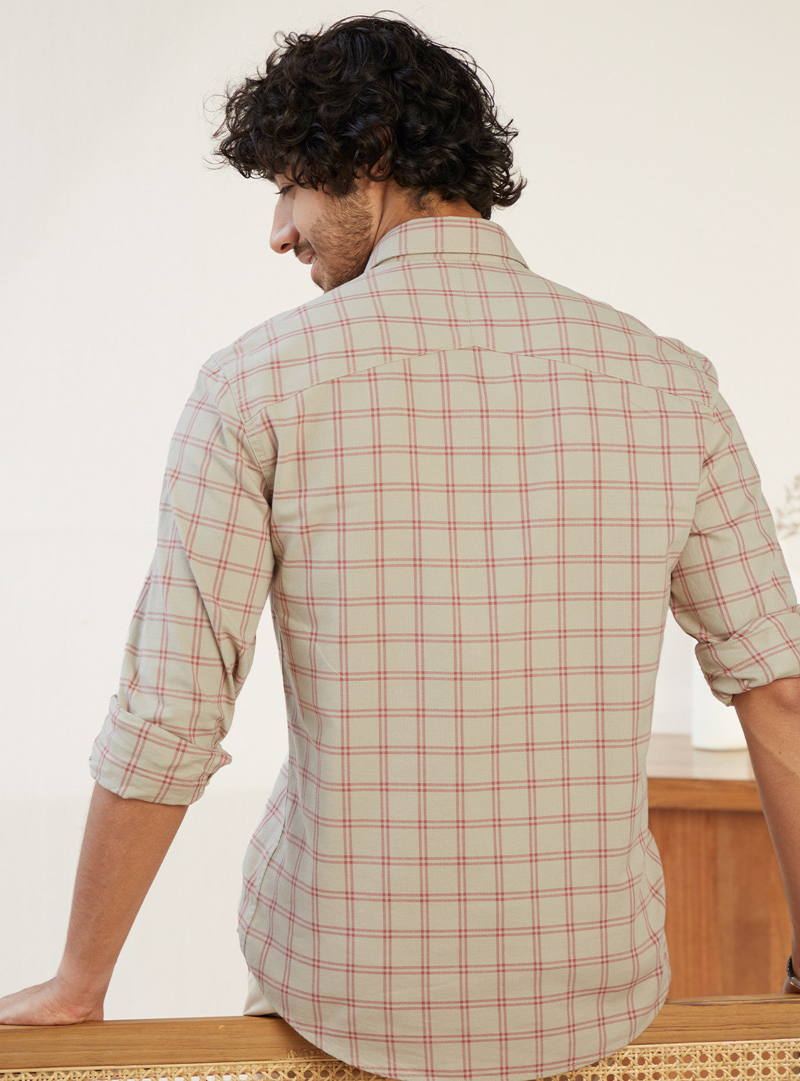 Ivory Rose Grid Shirt