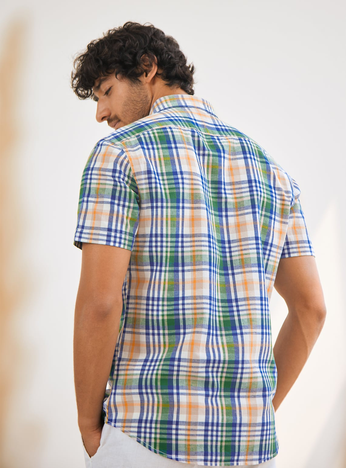 Sunset Surf Check Half Shirt