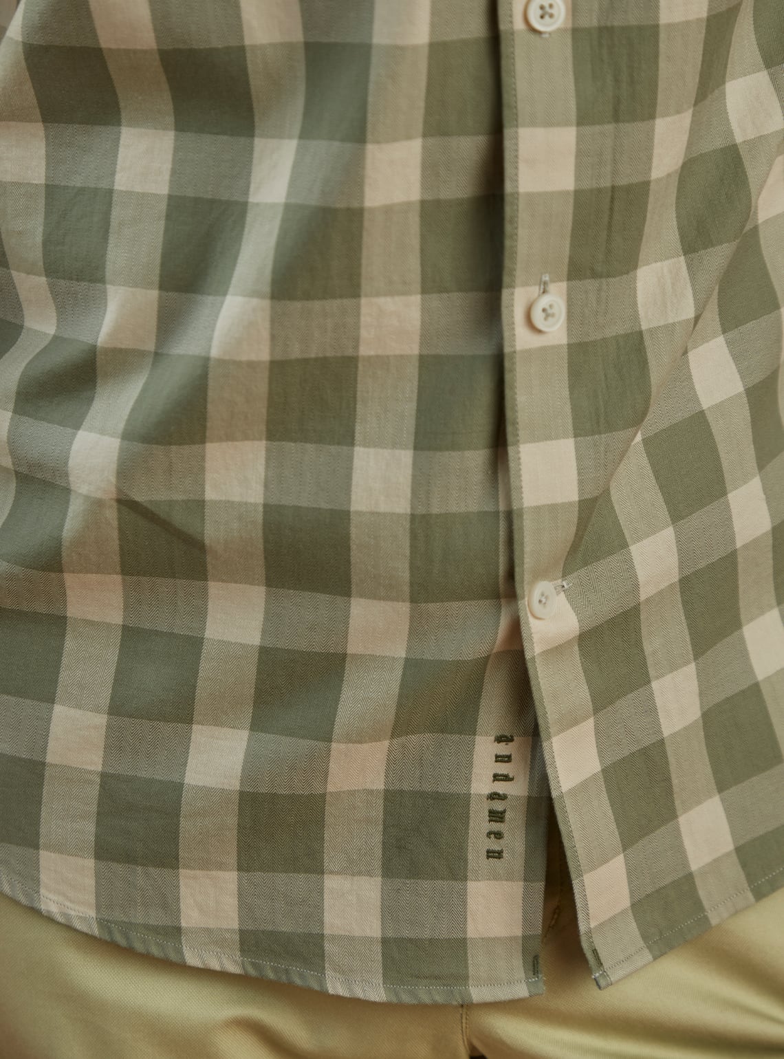 Sage Green Check Half Shirt