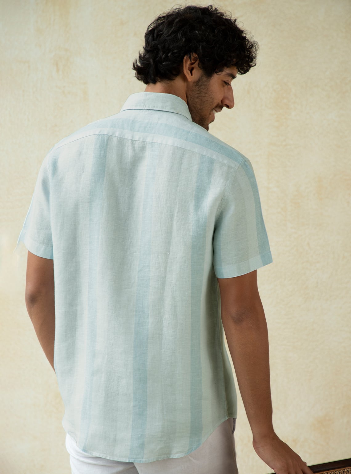 Juniper Stripe Linen Half Shirt