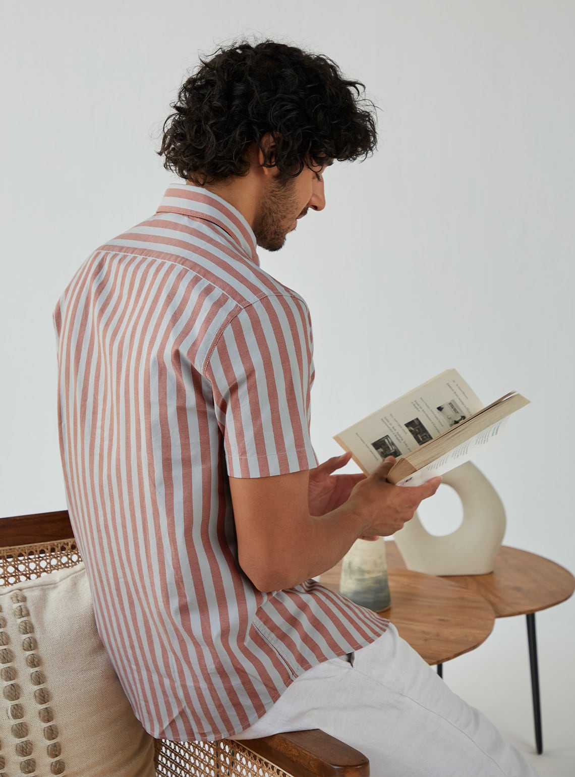 Coral Rift Stripe Half Shirt