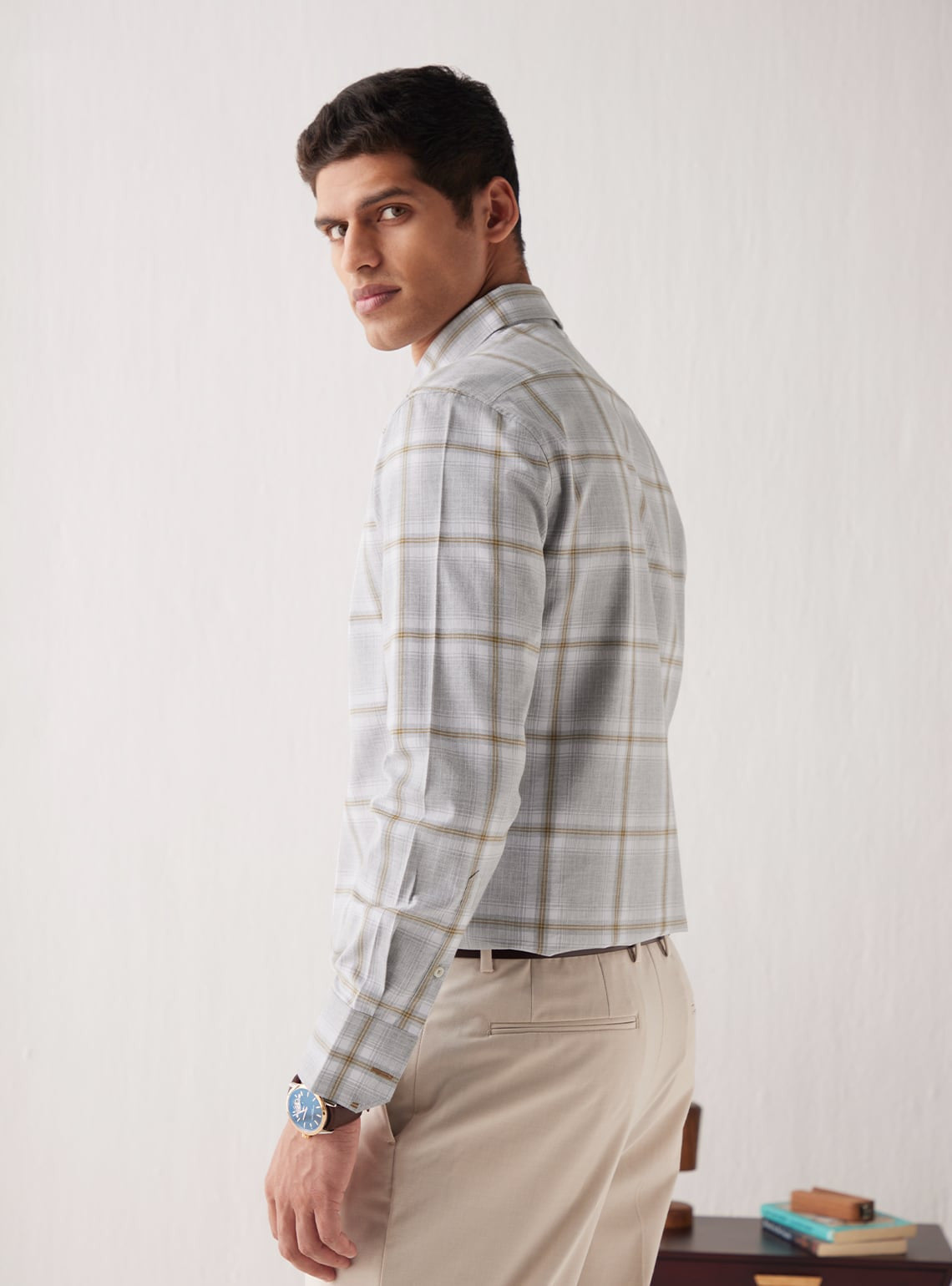 Almond Grey Grid Shirt