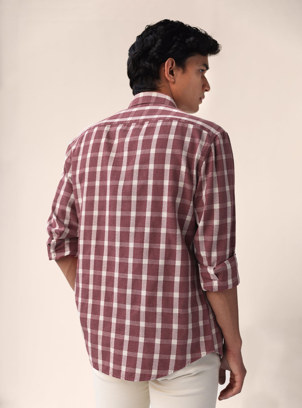Terracotta Red Check Shirt