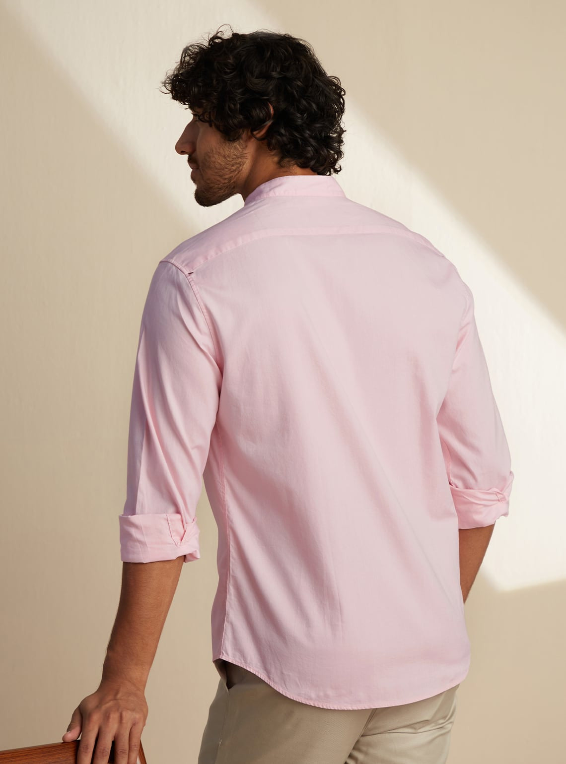 Oyster Pink Mandarin Shirt