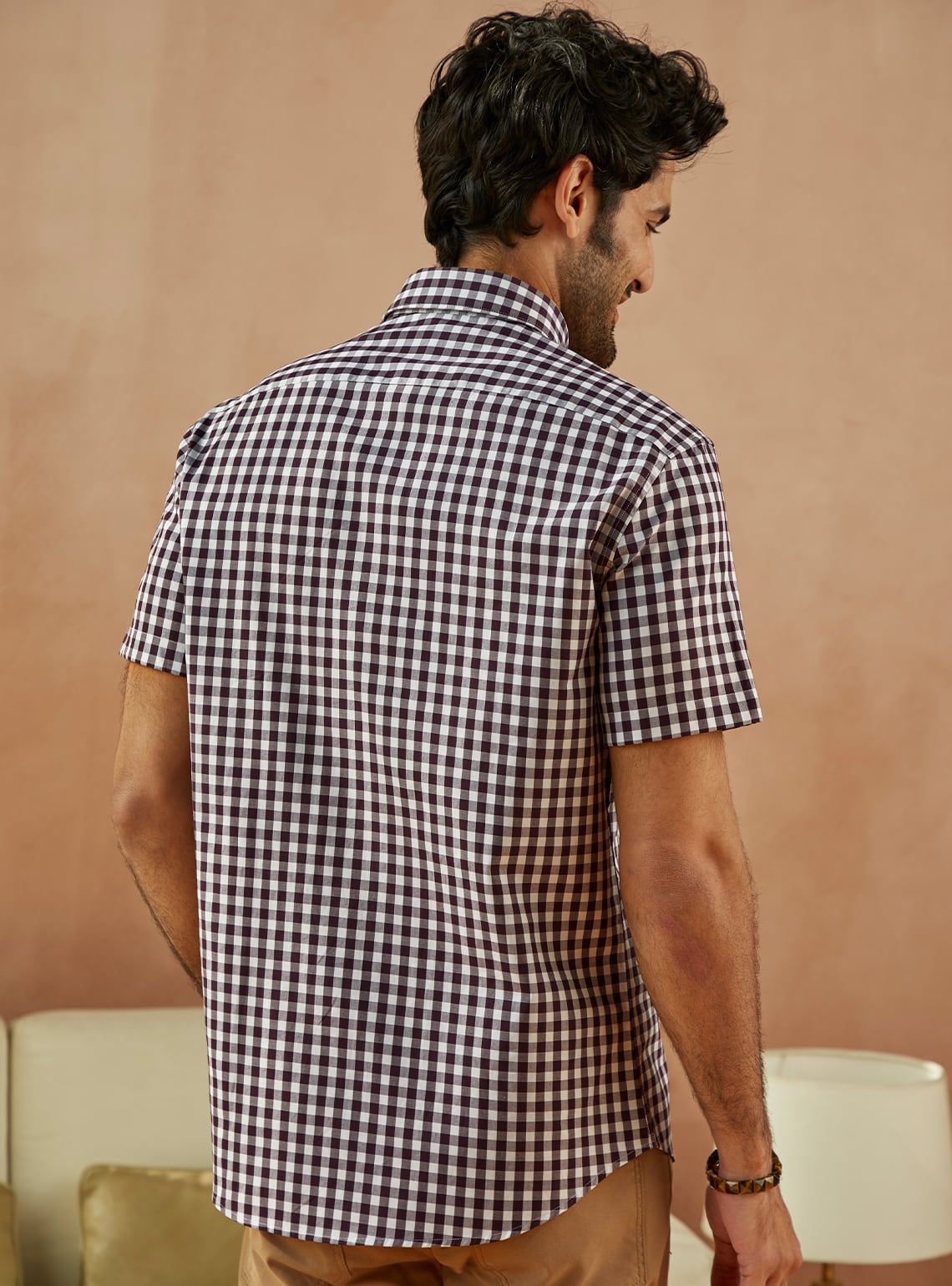 Eclipse Purple Check Half Shirt